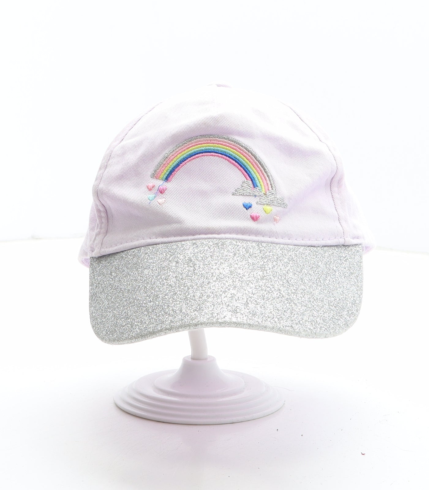 F&F Girls Pink Cotton Baseball Cap One Size - Rainbow