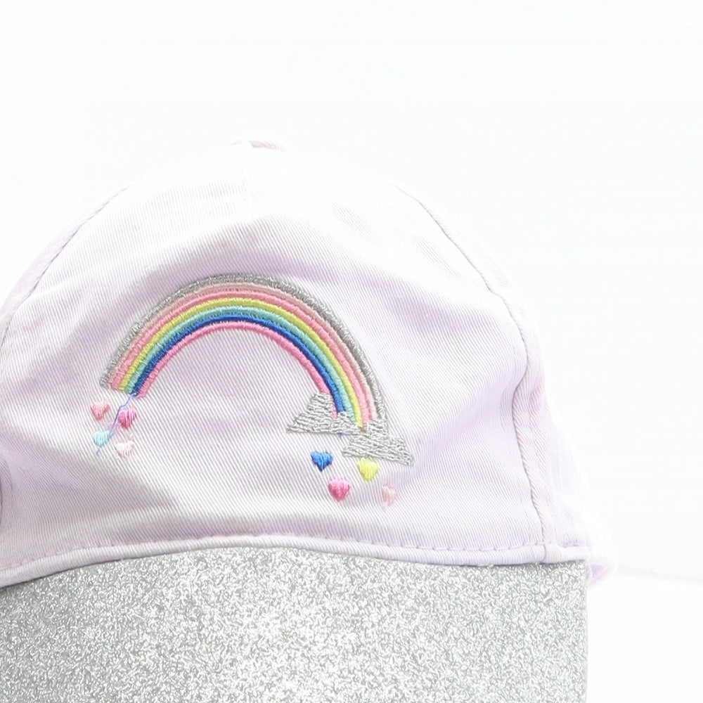 F&F Girls Pink Cotton Baseball Cap One Size - Rainbow