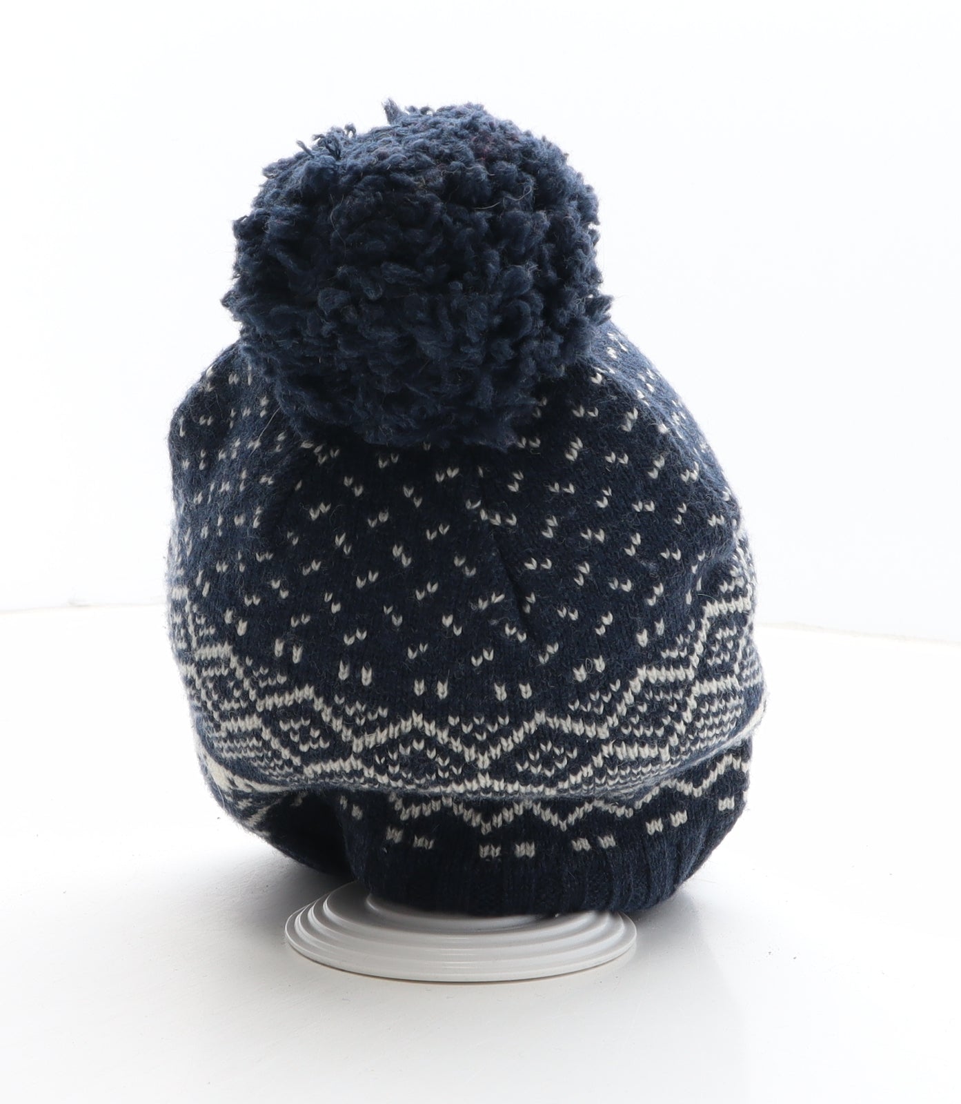 Bench Mens Blue Geometric Wool Beanie One Size - Bobble Hat