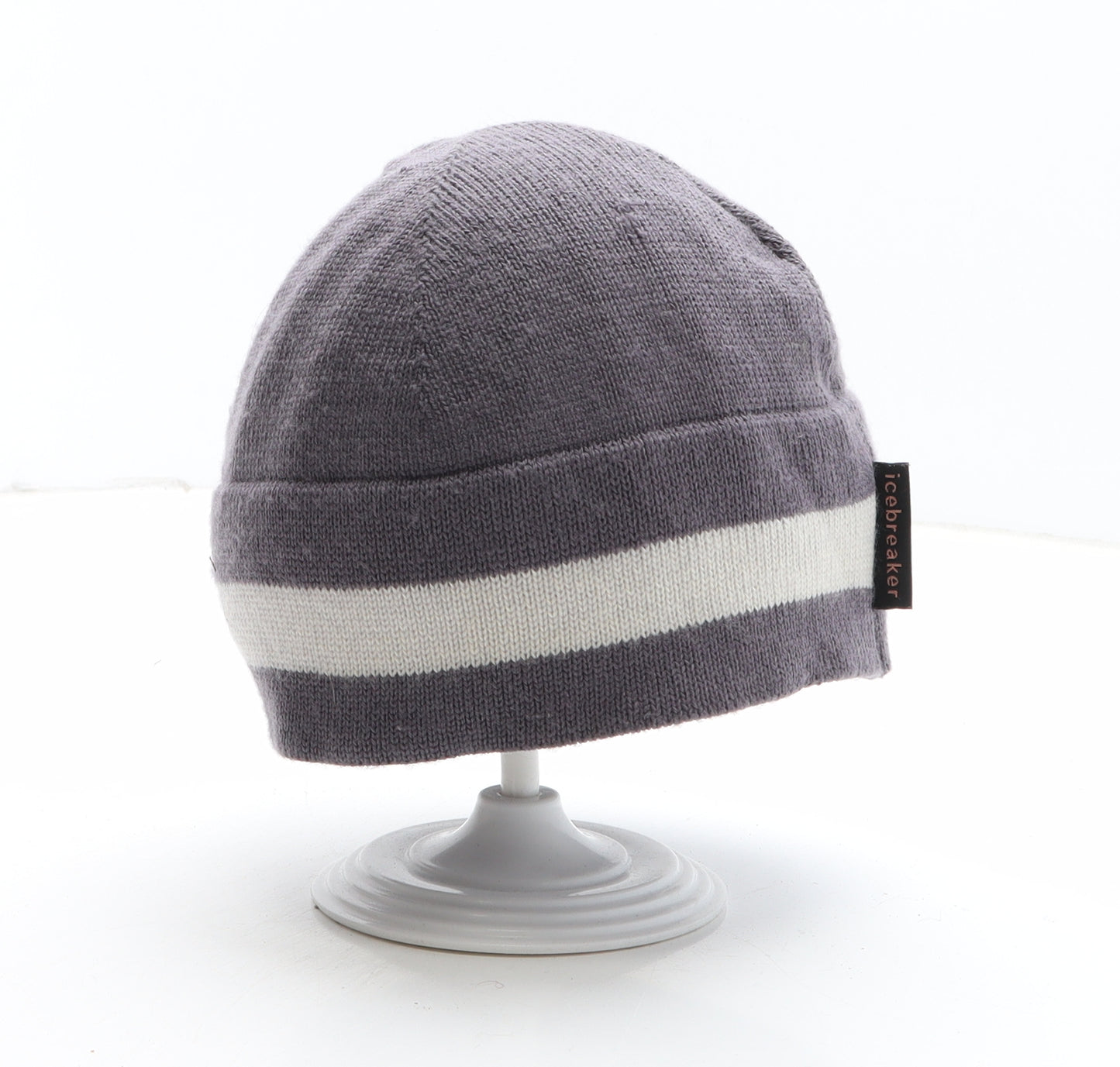 Icebreaker Mens Green Striped Wool Beanie One Size