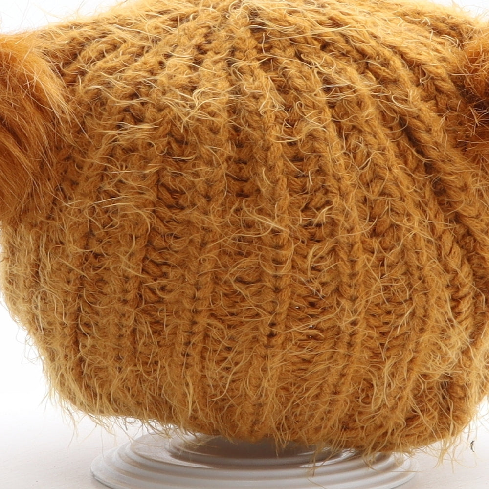 Primark Womens Yellow Acrylic Bobble Hat One Size