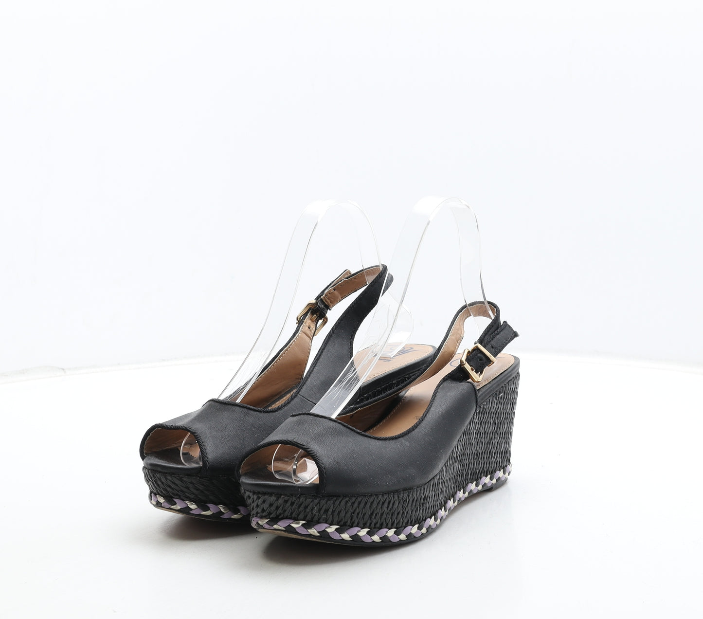 Mantaray Womens Black Leather Slingback Heel UK 6 39