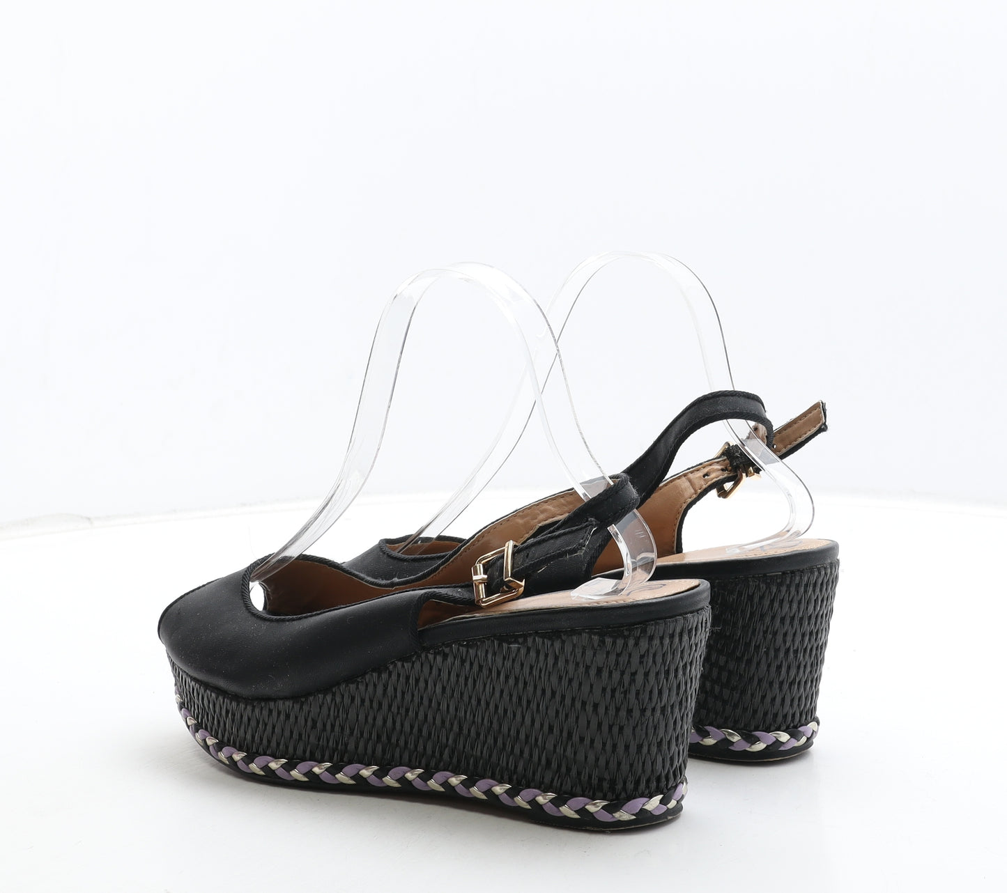 Mantaray Womens Black Leather Slingback Heel UK 6 39