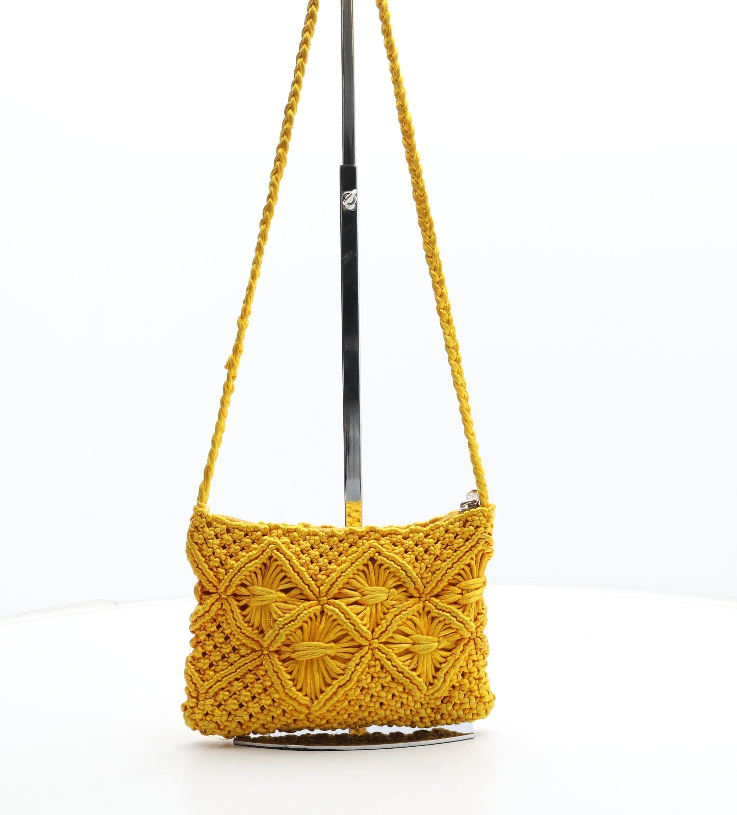 Miss Selfridge Womens Yellow Geometric Polyester Crossbody Size Small