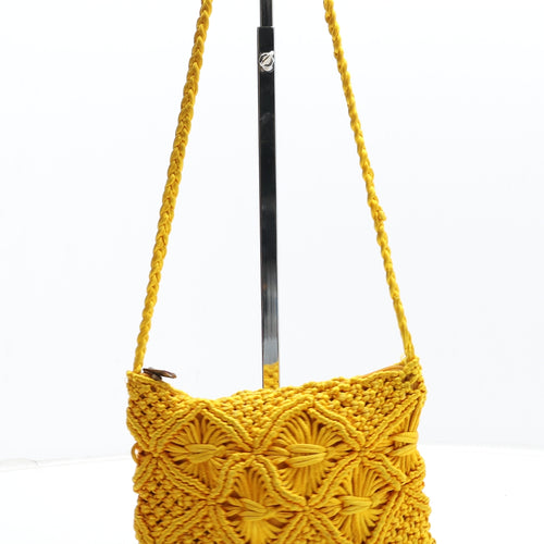 Miss Selfridge Womens Yellow Geometric Polyester Crossbody Size Small