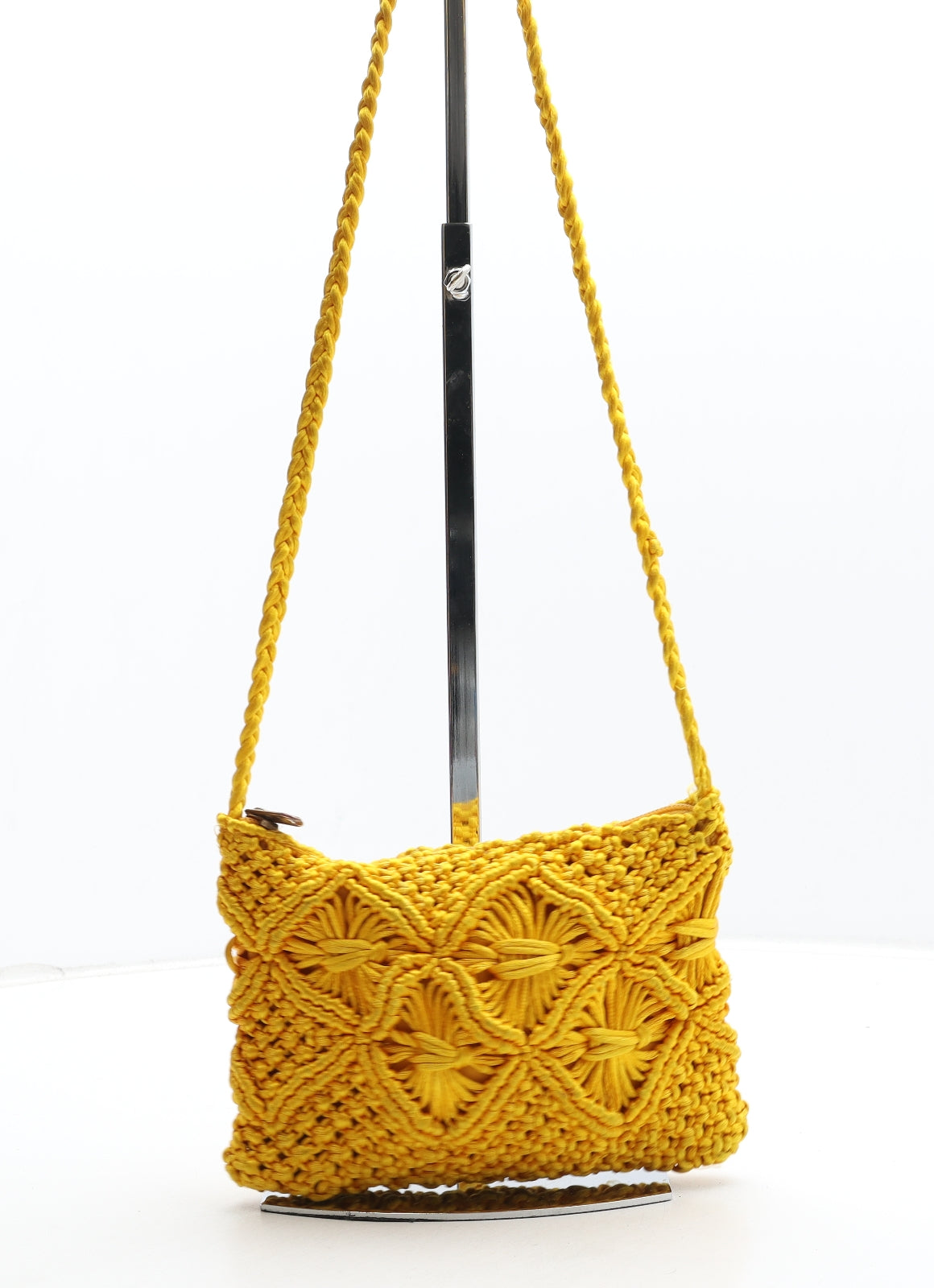 Miss Selfridge Womens Yellow Geometric Polyester Crossbody Size Small