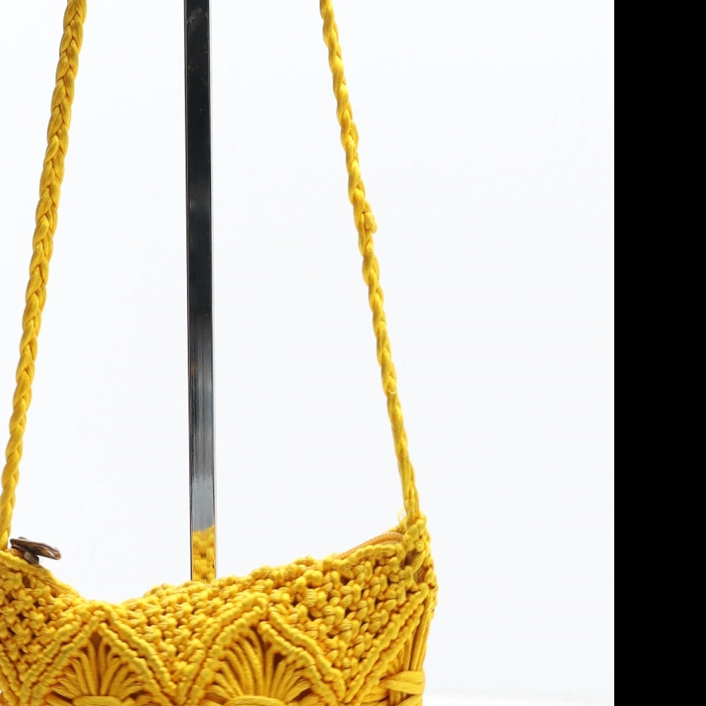 Miss Selfridge Womens Yellow Geometric Polyester Crossbody Size Small