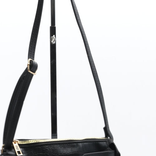 Preworn Womens Black Polyurethane Crossbody Size Small - Snake Skin Print