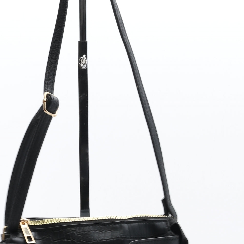 Preworn Womens Black Polyurethane Crossbody Size Small - Snake Skin Print