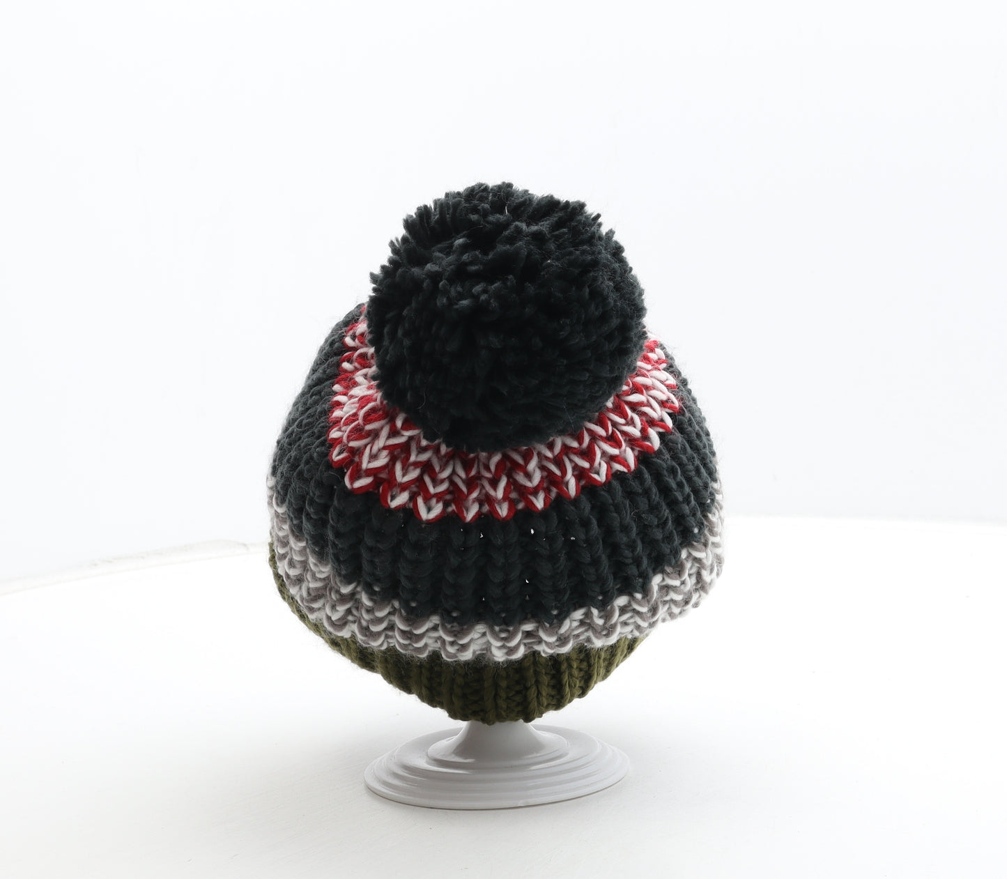 Preworn Boys Multicoloured Colourblock Acrylic Bobble Hat Size S