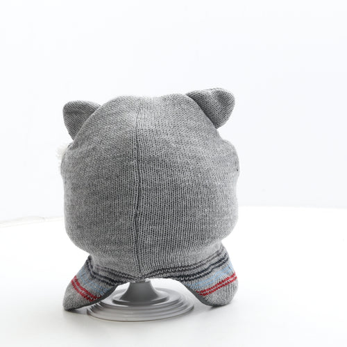 Preworn Boys Grey Acrylic Beanie Size S - Racoon Detail