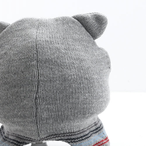 Preworn Boys Grey Acrylic Beanie Size S - Racoon Detail
