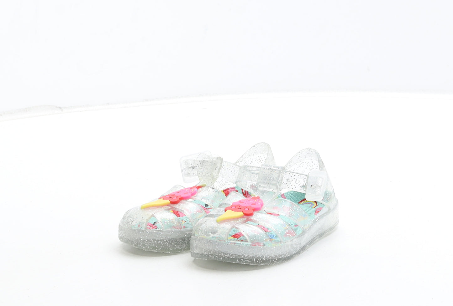 Preworn Girls Clear Rubber Fisherman Sandal UK 4 - Ice Cream Detail