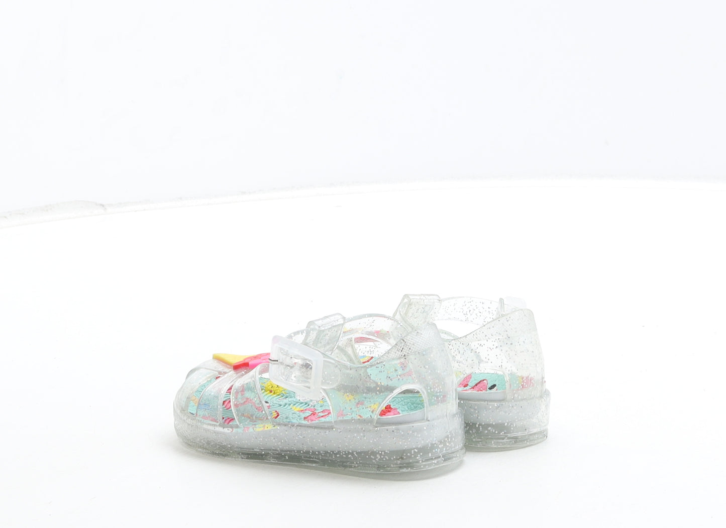 Preworn Girls Clear Rubber Fisherman Sandal UK 4 - Ice Cream Detail