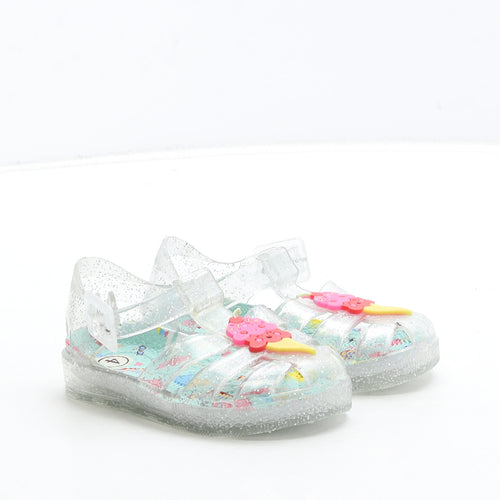 Preworn Girls Clear Rubber Fisherman Sandal UK 4 - Ice Cream Detail