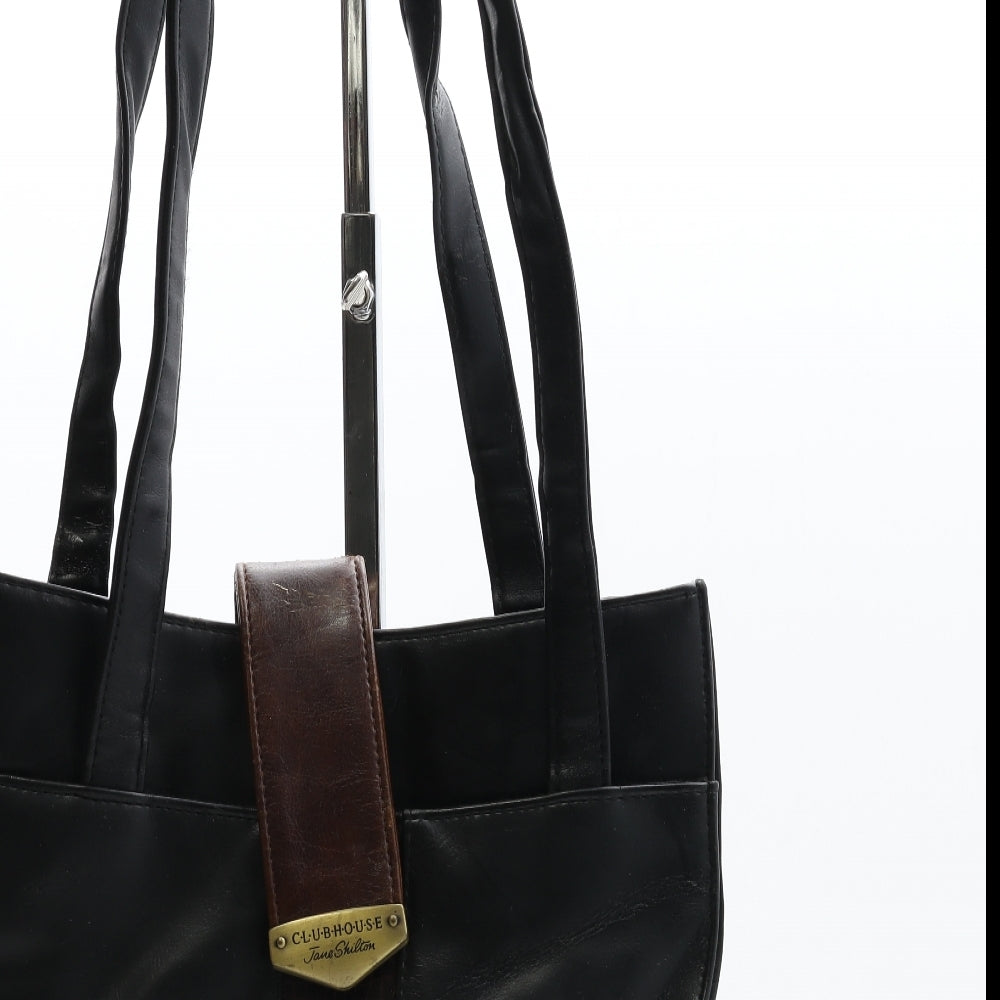 Jane Shilton Womens Black Leather Top Handle Bag Size Medium - Clubhouse