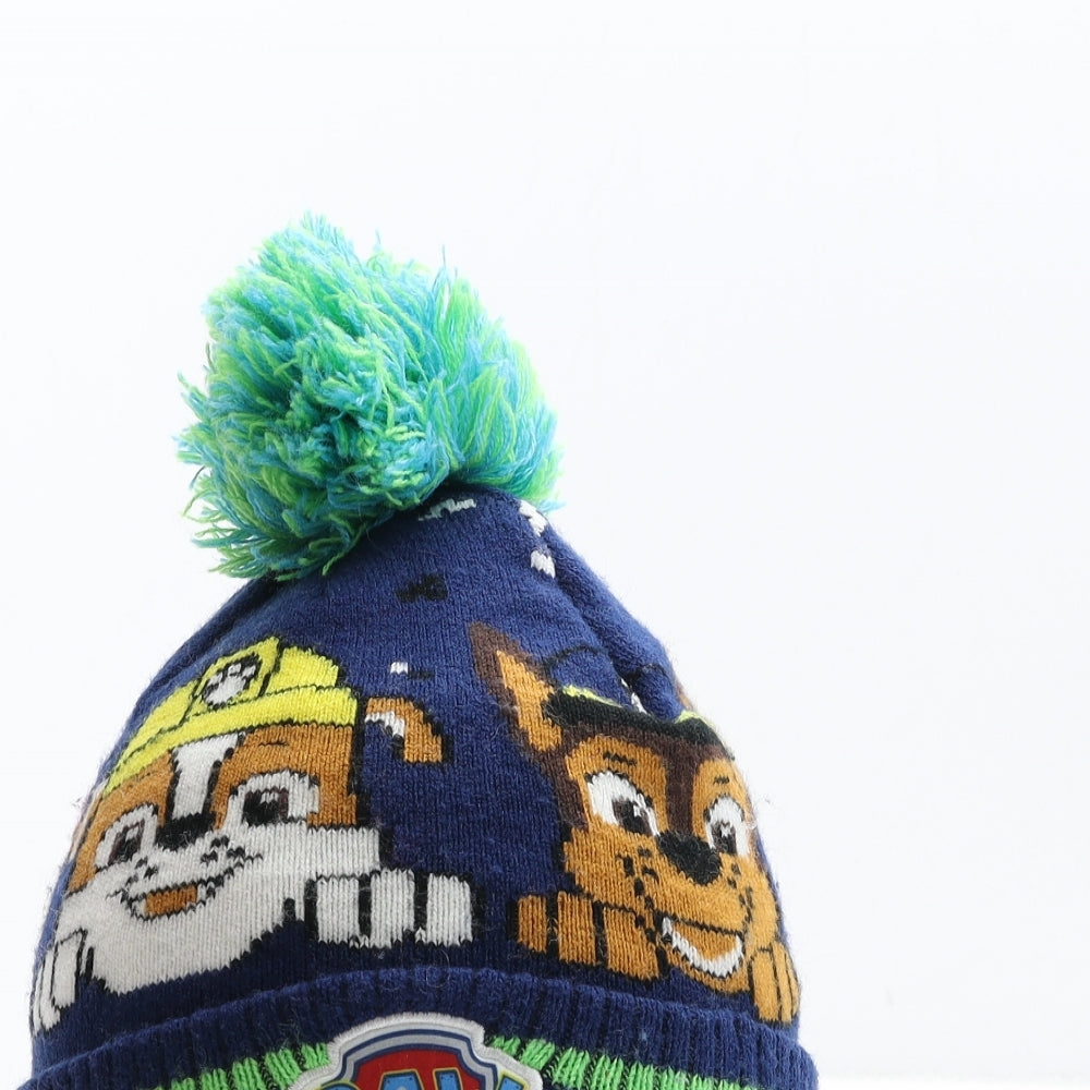 George Boys Blue Acrylic Bobble Hat Size S - Paw Patrol