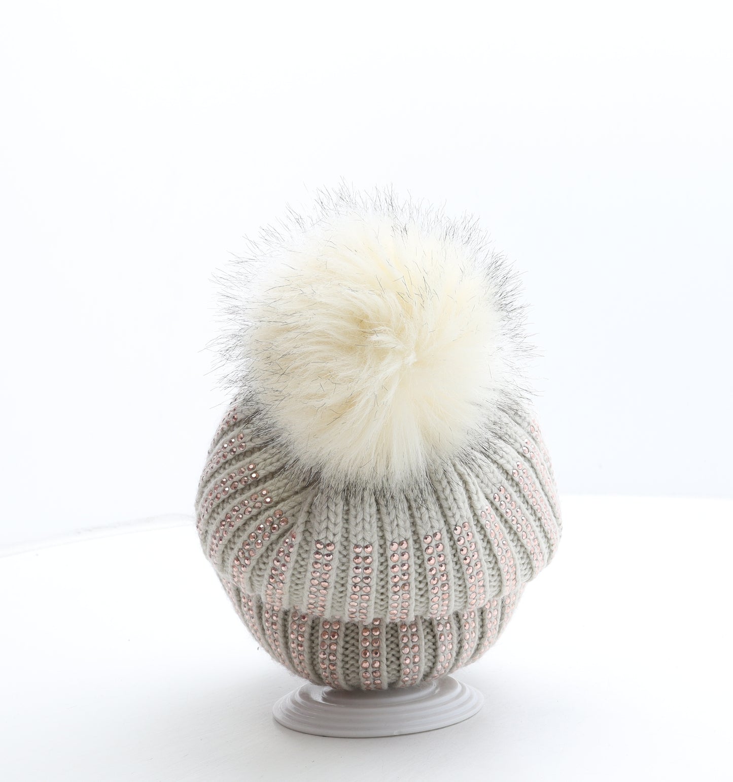 New Look Womens Beige Acrylic Bobble Hat One Size