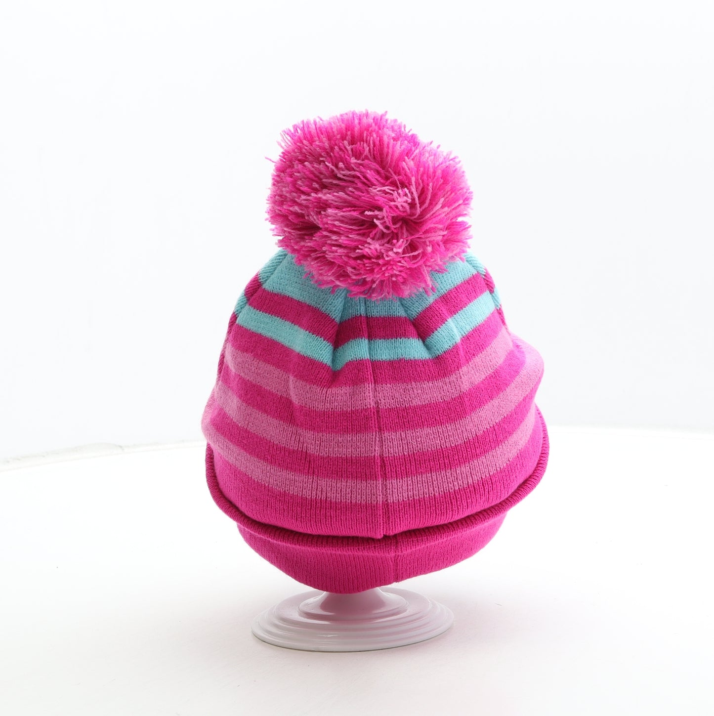 George Girls Pink Striped Acrylic Bobble Hat One Size - Despicable Me Minion