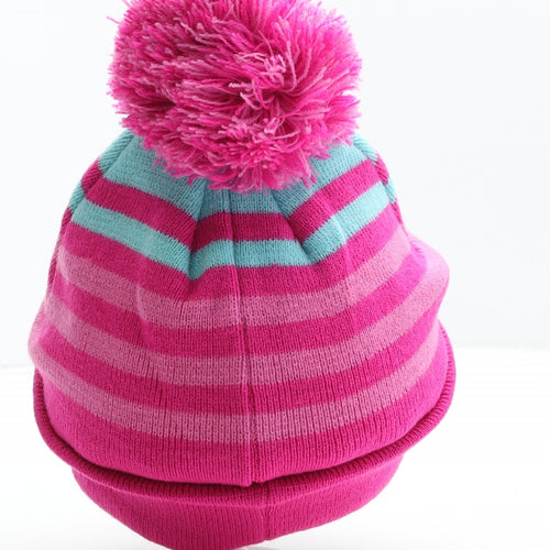 George Girls Pink Striped Acrylic Bobble Hat One Size - Despicable Me Minion