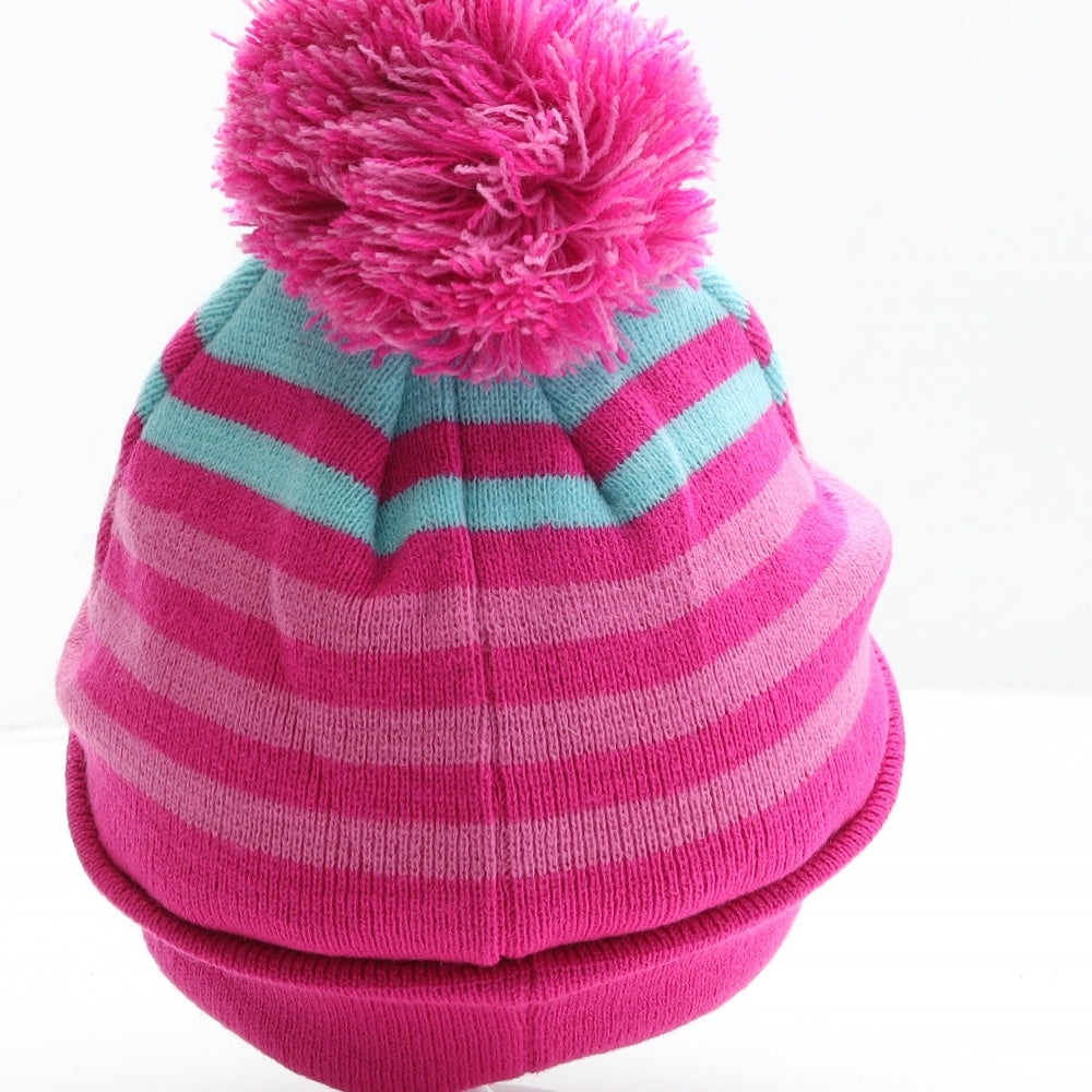 George Girls Pink Striped Acrylic Bobble Hat One Size - Despicable Me Minion