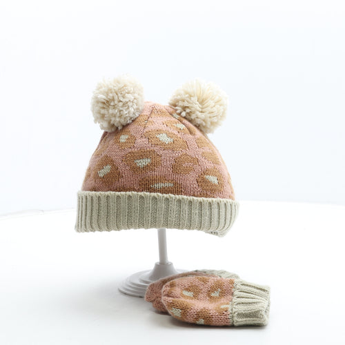 George Girls Multicoloured Geometric Polyester Bobble Hat Size S