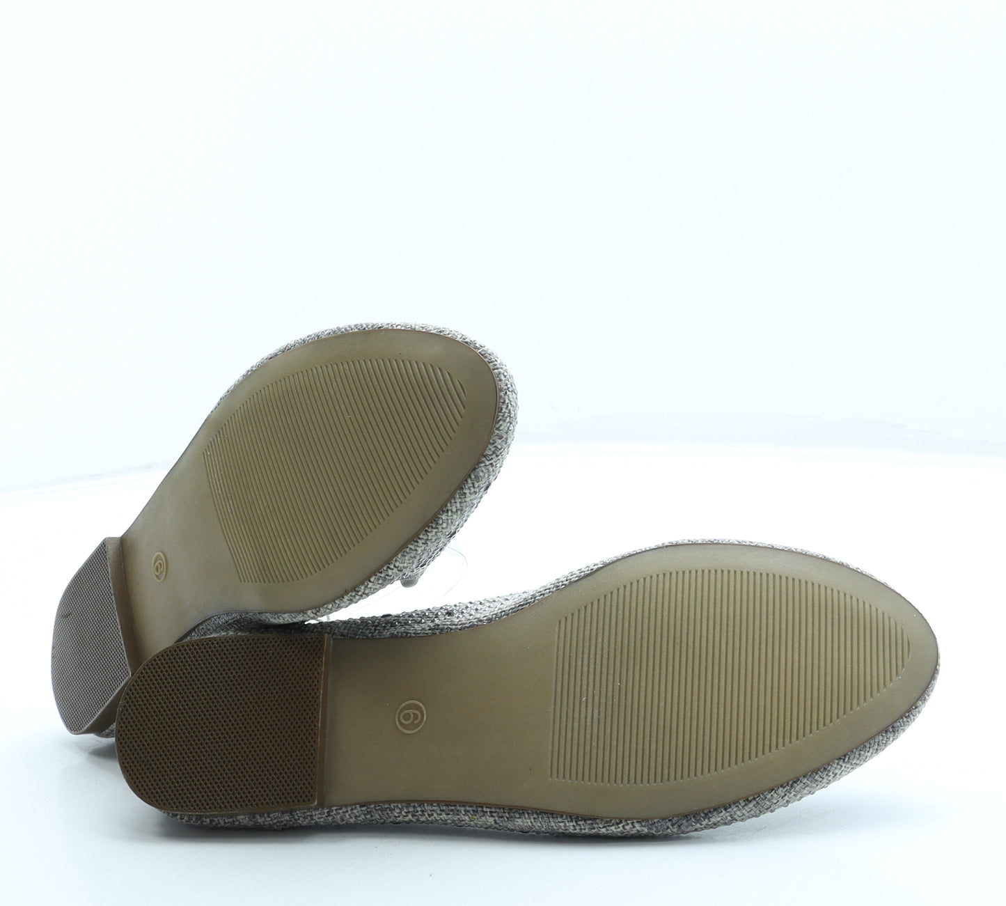 F&F Womens Silver Polyester Loafer Flat UK 6 39