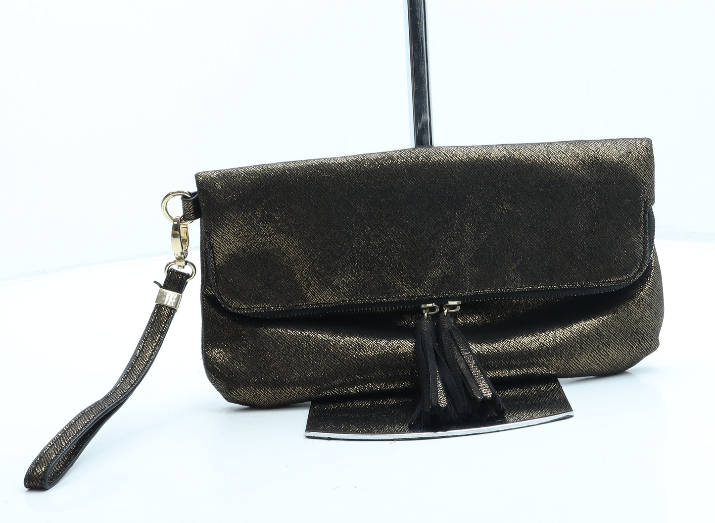 Matalan Womens Gold Polyester Clutch Size Small