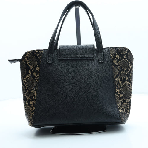 New Look Womens Black Animal Print Leather Top Handle Bag Size Medium
