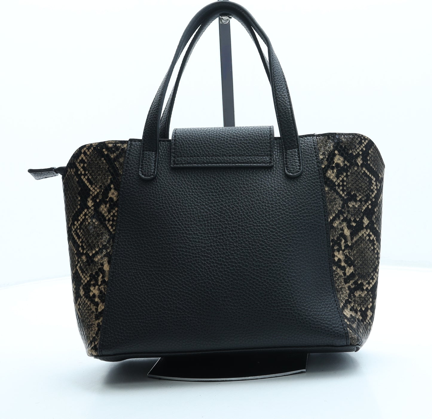 New Look Womens Black Animal Print Leather Top Handle Bag Size Medium