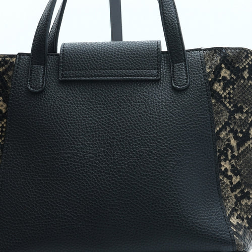 New Look Womens Black Animal Print Leather Top Handle Bag Size Medium
