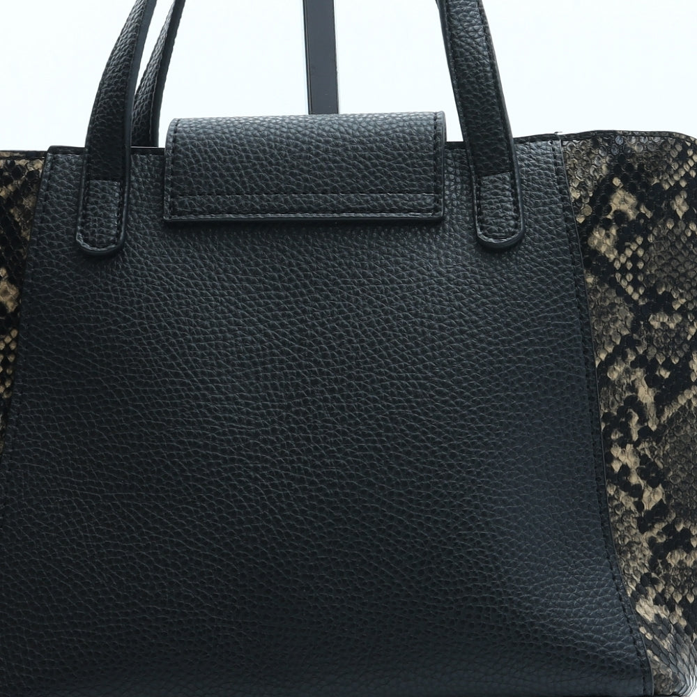 New Look Womens Black Animal Print Leather Top Handle Bag Size Medium