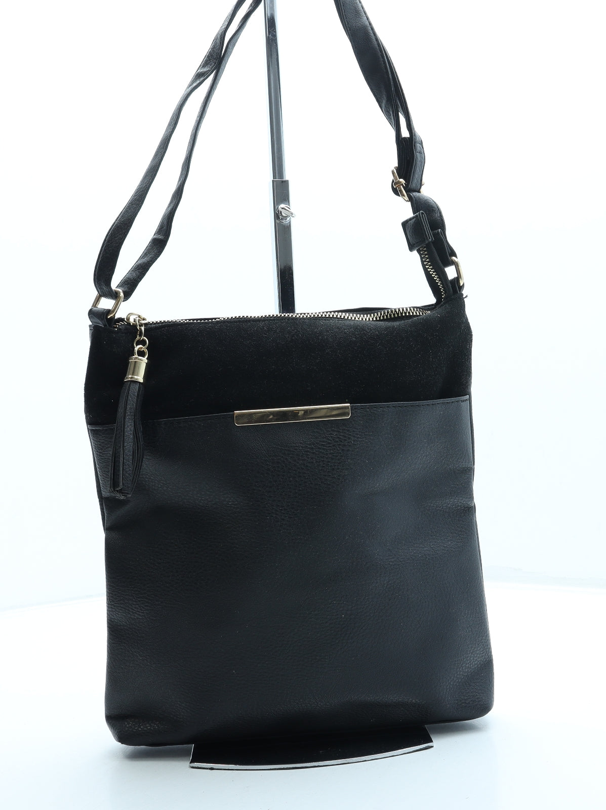 Peacocks Womens Black Leather Crossbody Size Small