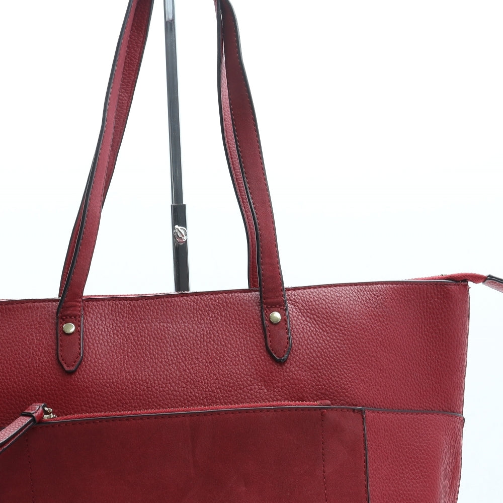 Accessorize Womens Red Leather Top Handle Bag Size Large