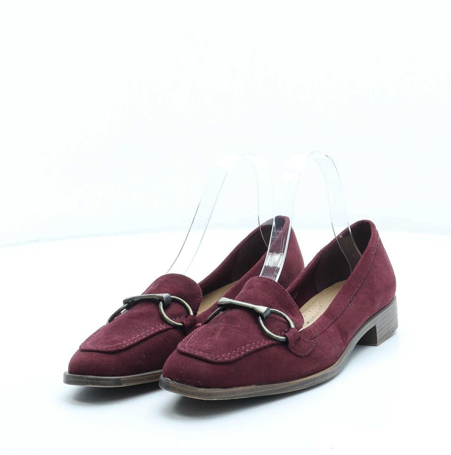 TU Womens Red Faux Suede Loafer Flat UK 5