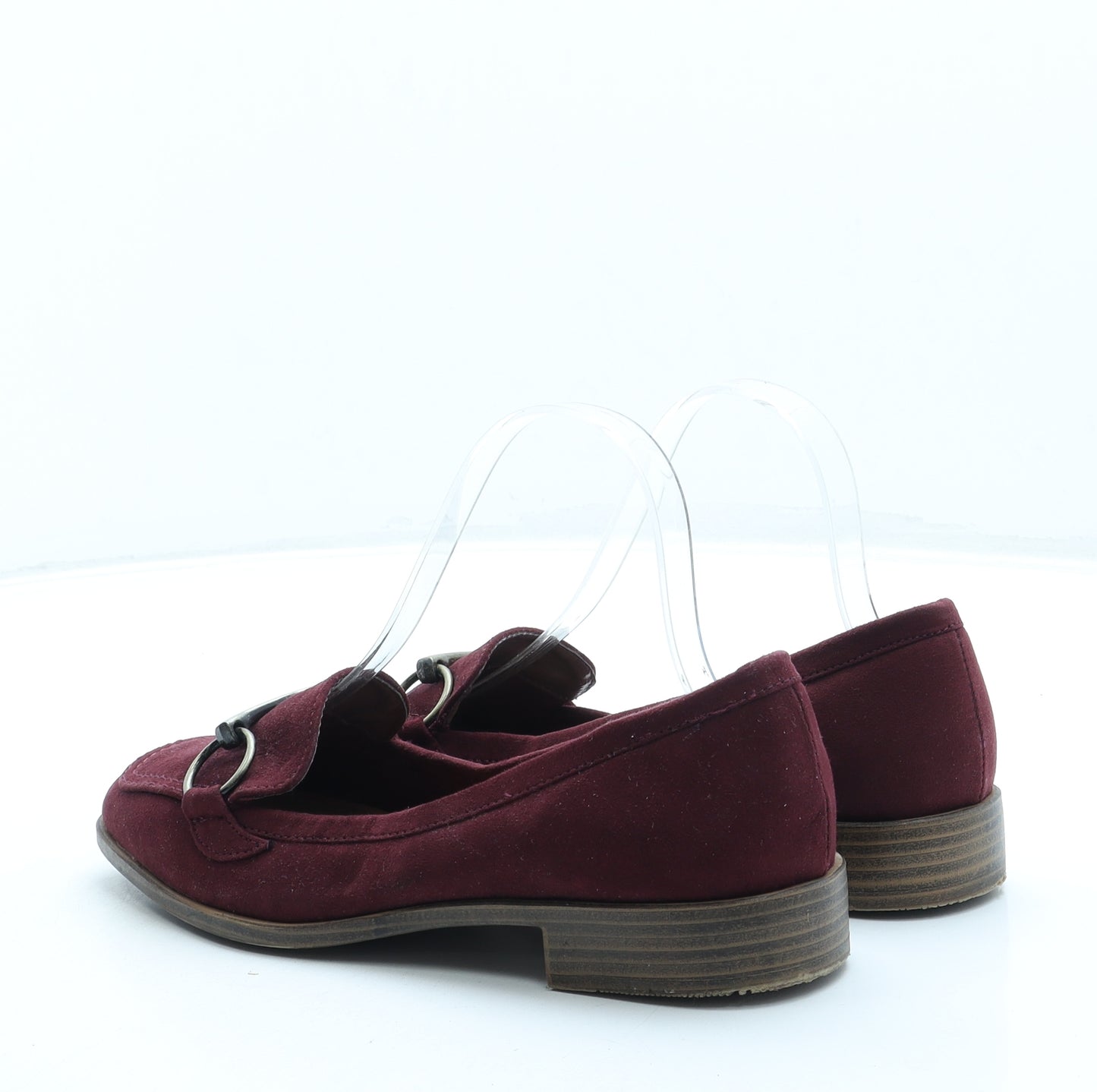 TU Womens Red Faux Suede Loafer Flat UK 5