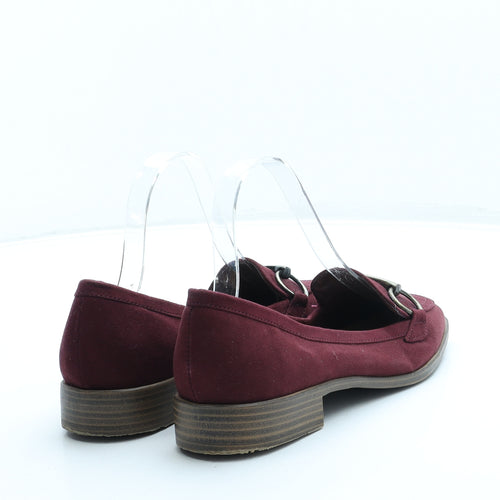 TU Womens Red Faux Suede Loafer Flat UK 5