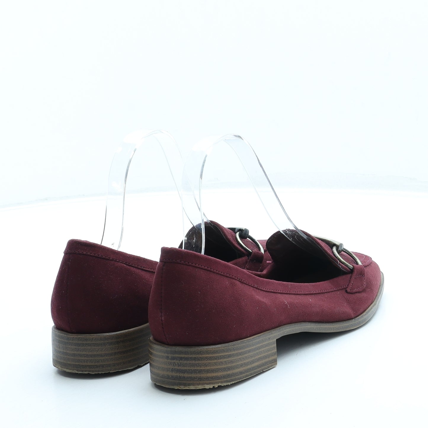 TU Womens Red Faux Suede Loafer Flat UK 5