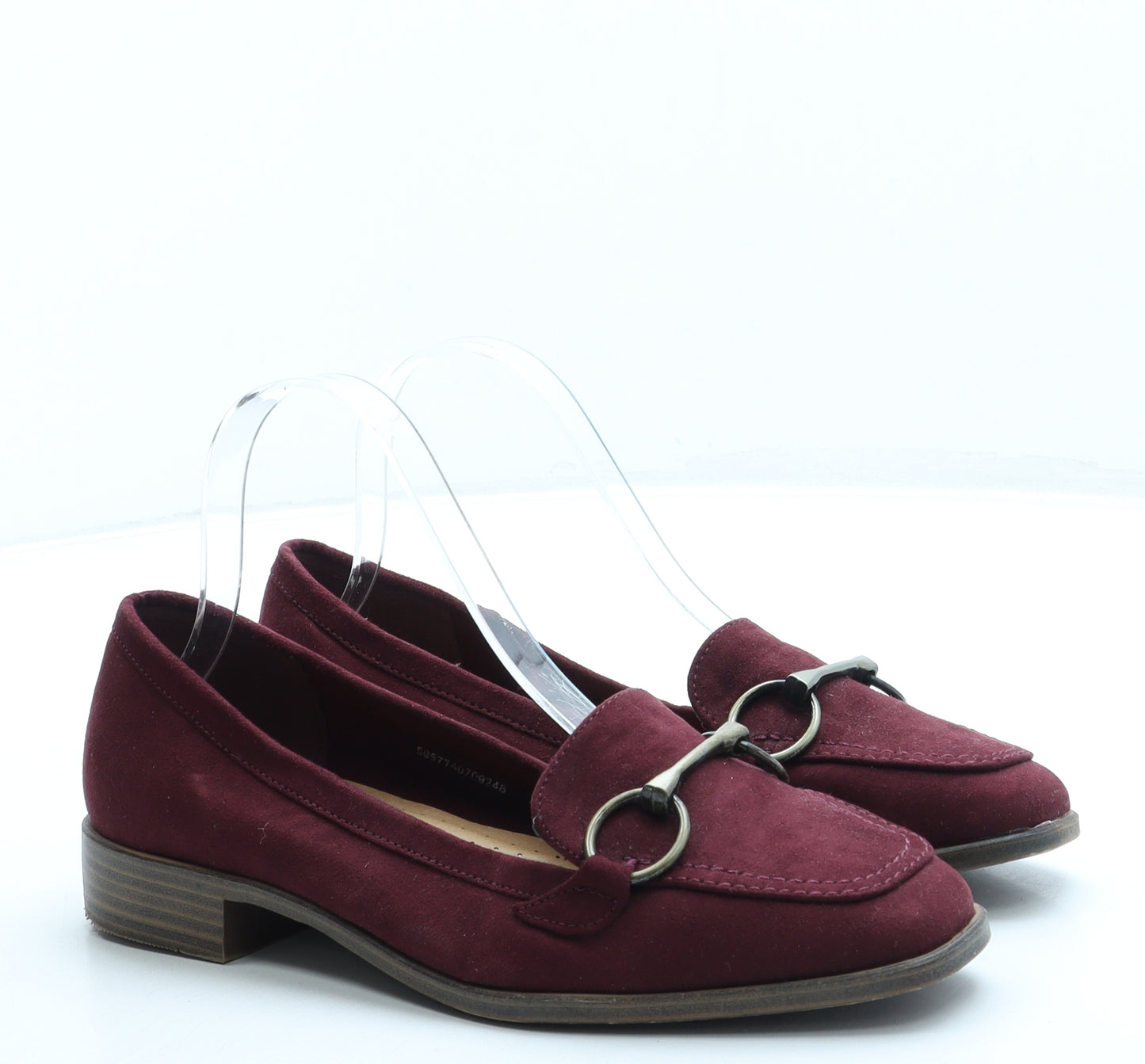 TU Womens Red Faux Suede Loafer Flat UK 5