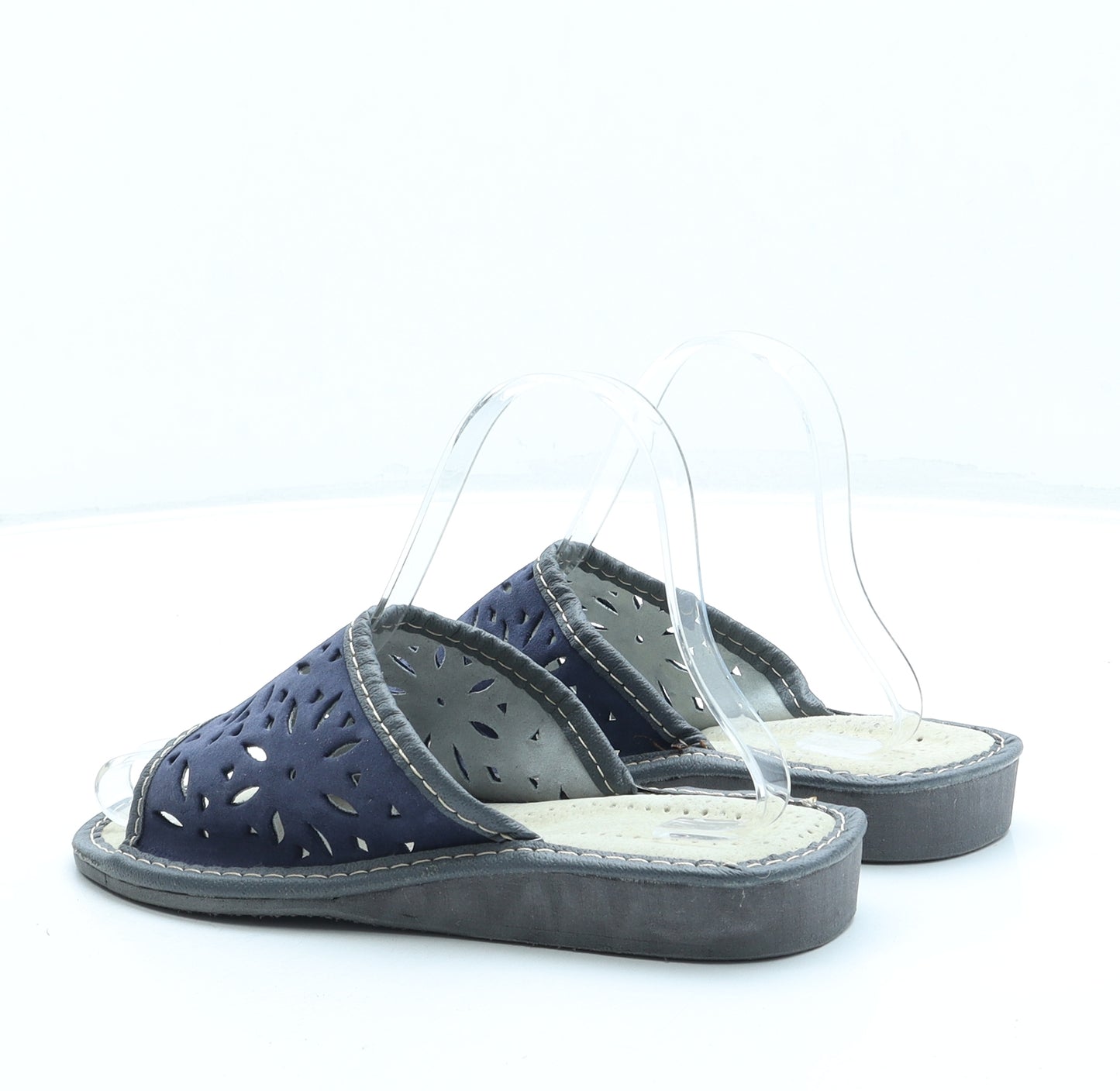 Preworn Womens Blue Geometric Faux Suede Slip On Sandal UK 3 36