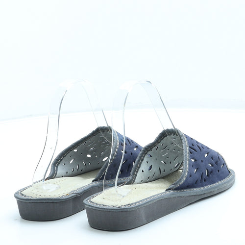 Preworn Womens Blue Geometric Faux Suede Slip On Sandal UK 3 36