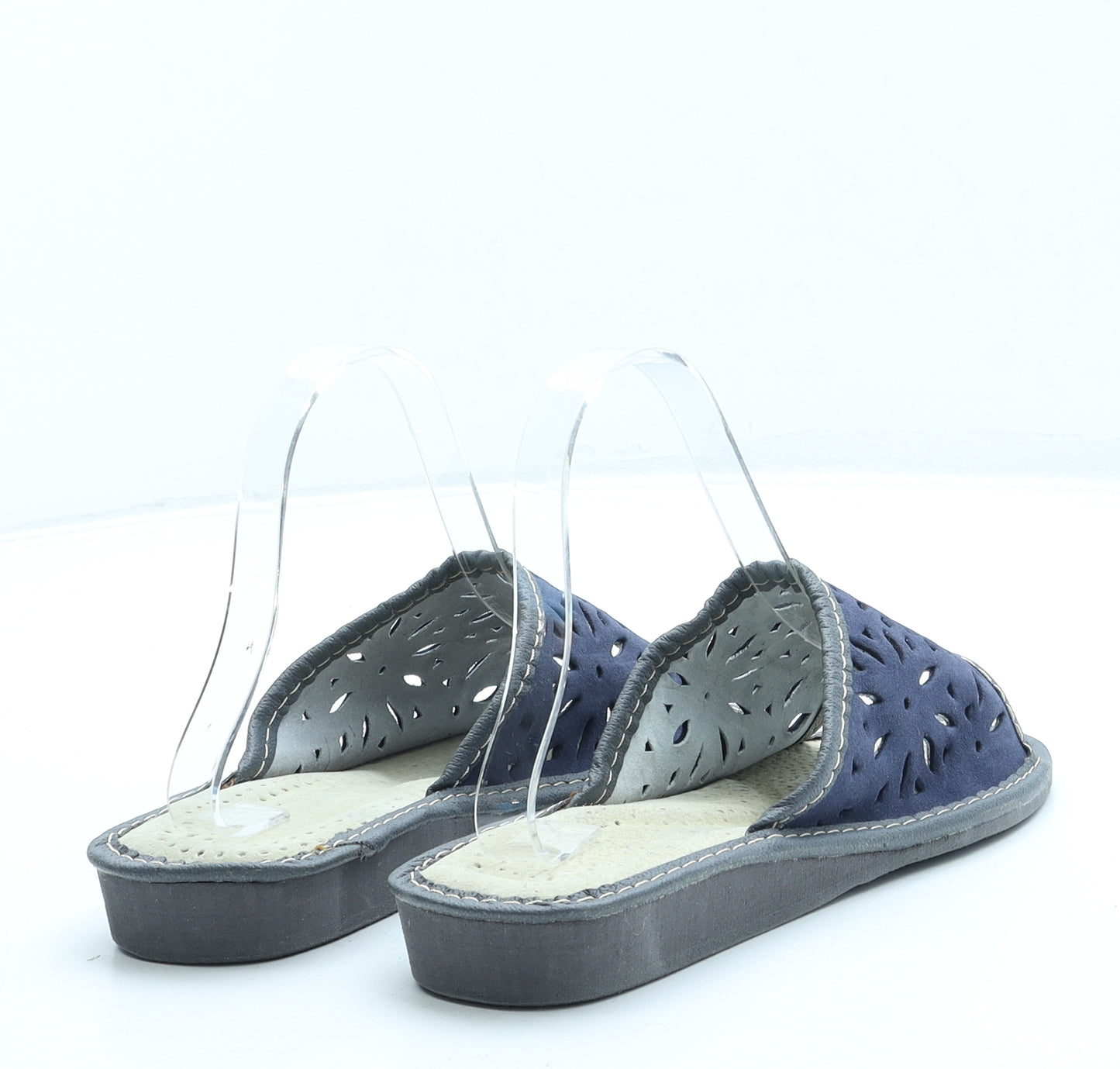 Preworn Womens Blue Geometric Faux Suede Slip On Sandal UK 3 36
