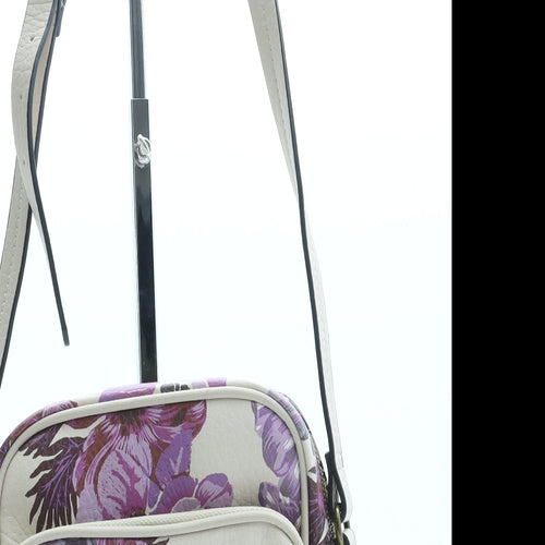 Mantaray Womens Beige Floral Leather Crossbody Size Small