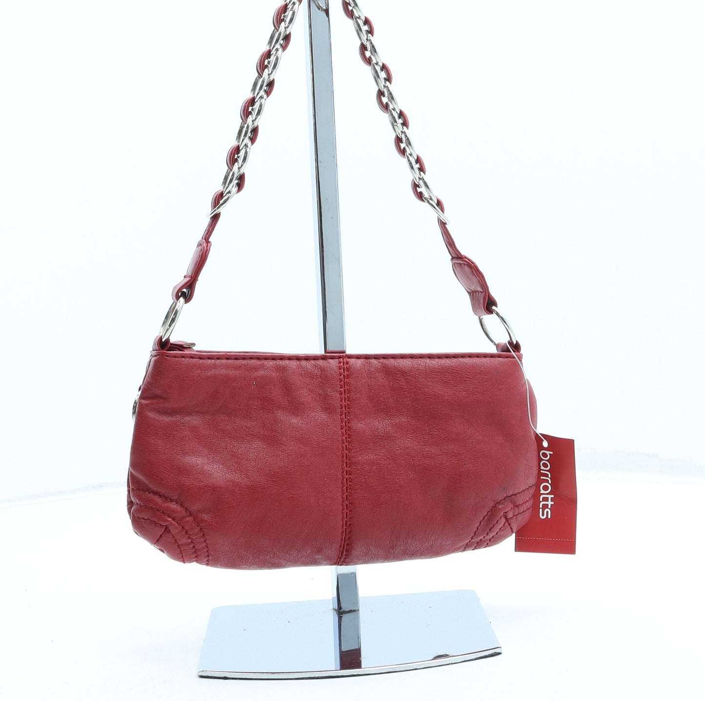 Barratts Womens Red Leather Shoulder Bag Size Small