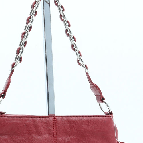 Barratts Womens Red Leather Shoulder Bag Size Small