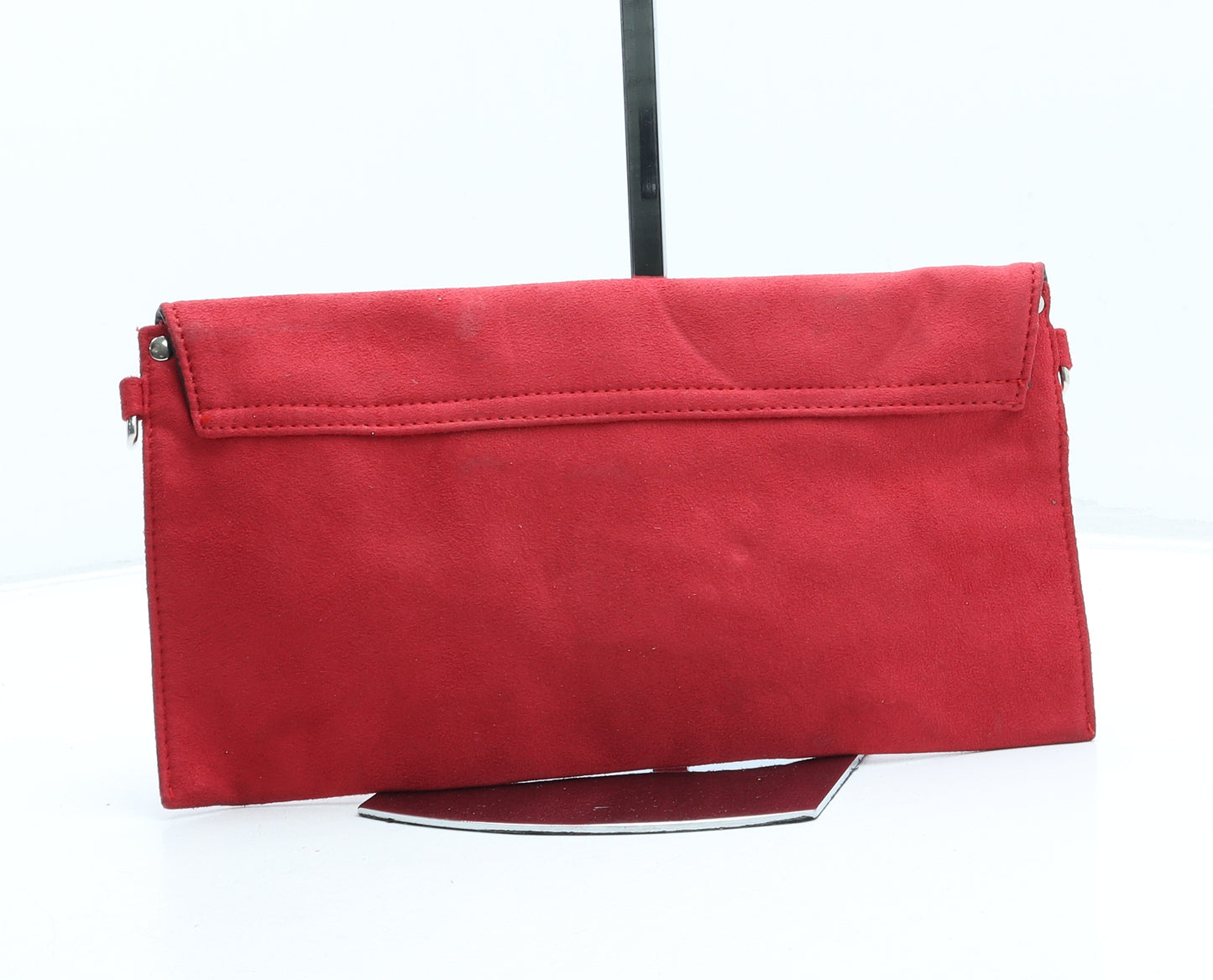 Preworn Womens Red Suede Clutch Size Small