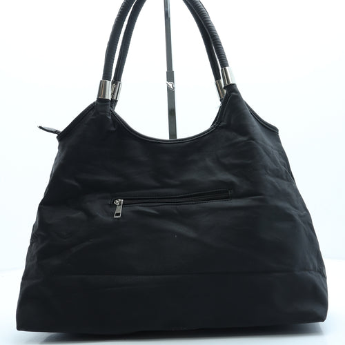 Angela West Womens Black Floral Leather Top Handle Bag Size Medium