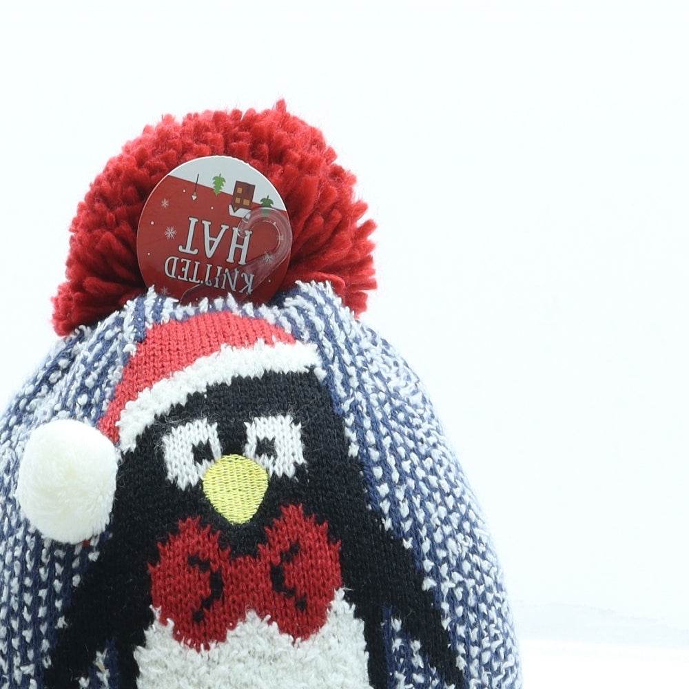 Preworn Mens Blue Acrylic Beanie One Size - Penguin