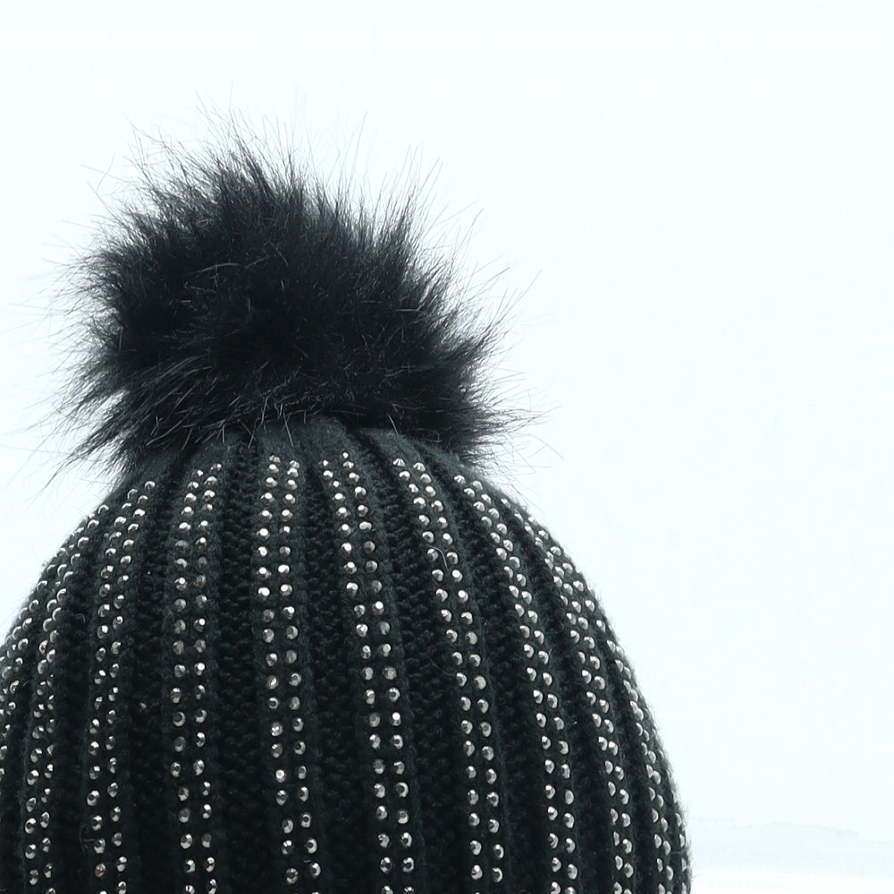 Winter Collections Womens Black Acrylic Bobble Hat One Size - Pom Pom