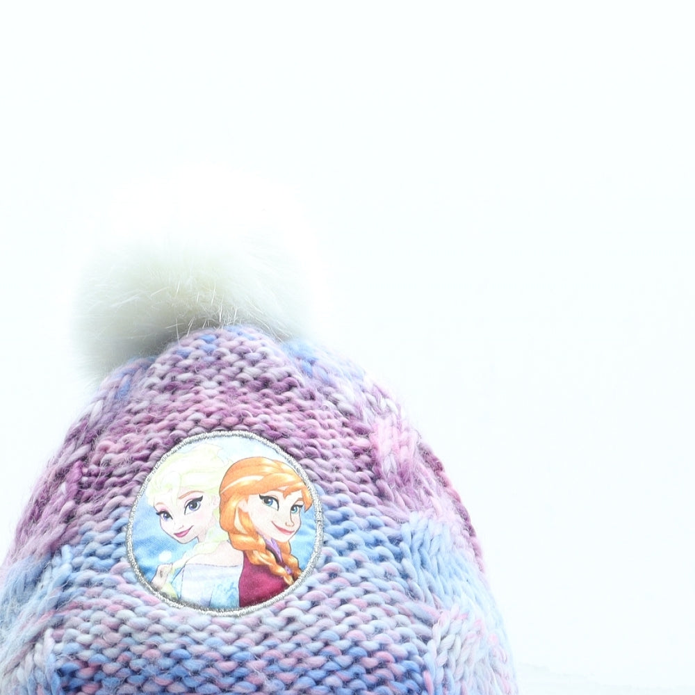 George Girls Purple Acrylic Bobble Hat One Size - Frozen